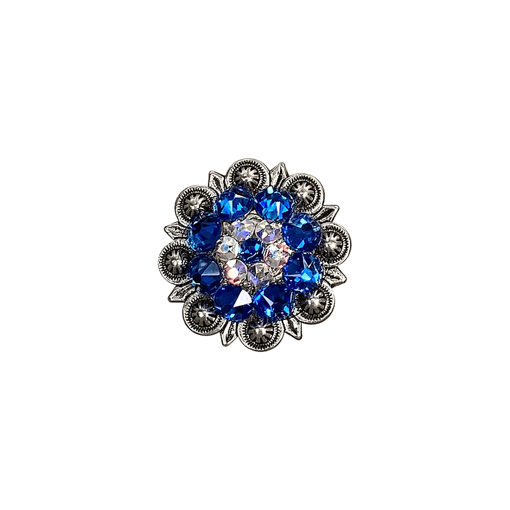 Capri & AB Antique Silver 1.25" European Crystal Concho - RODEO DRIVE