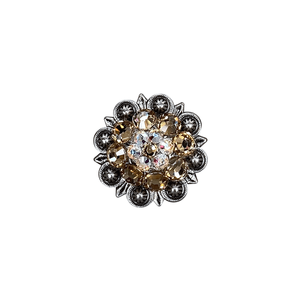 Champagne & AB Antique Silver 1.25" European Crystal Concho - RODEO DRIVE