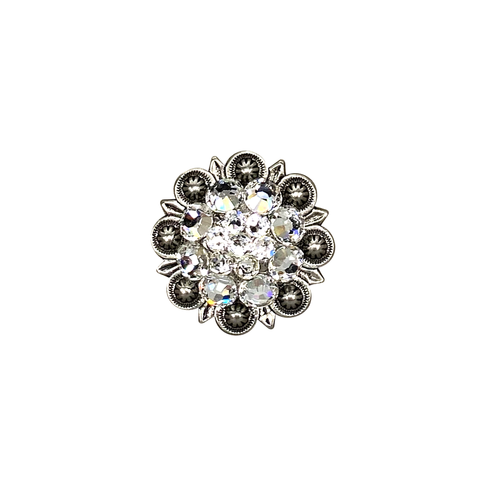 Antique Silver Clear Crystal Conchos - Sizes from 1