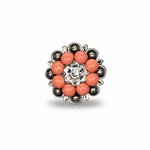 Antique Silver Coral - Clear Crystal Conchos | Sizes 1"- 3" | Buckles | Saddle Set | Leather Rosettes | Slide