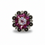 Antique Silver Fuchsia - AB Crystal Conchos | Sizes 1"- 3" | Buckles | Saddle Set | Leather Rosettes | Slide