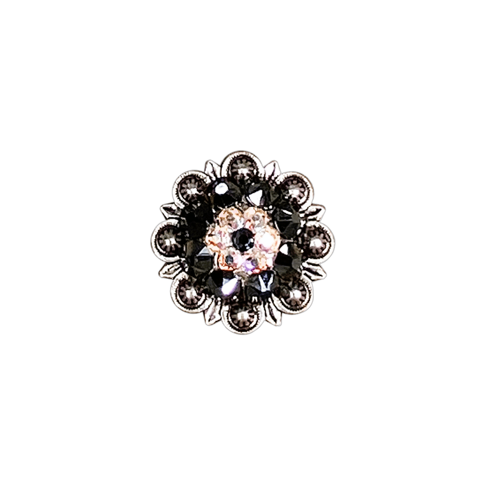 Jet & AB Antique Silver 1.25" European Crystal Concho - RODEO DRIVE