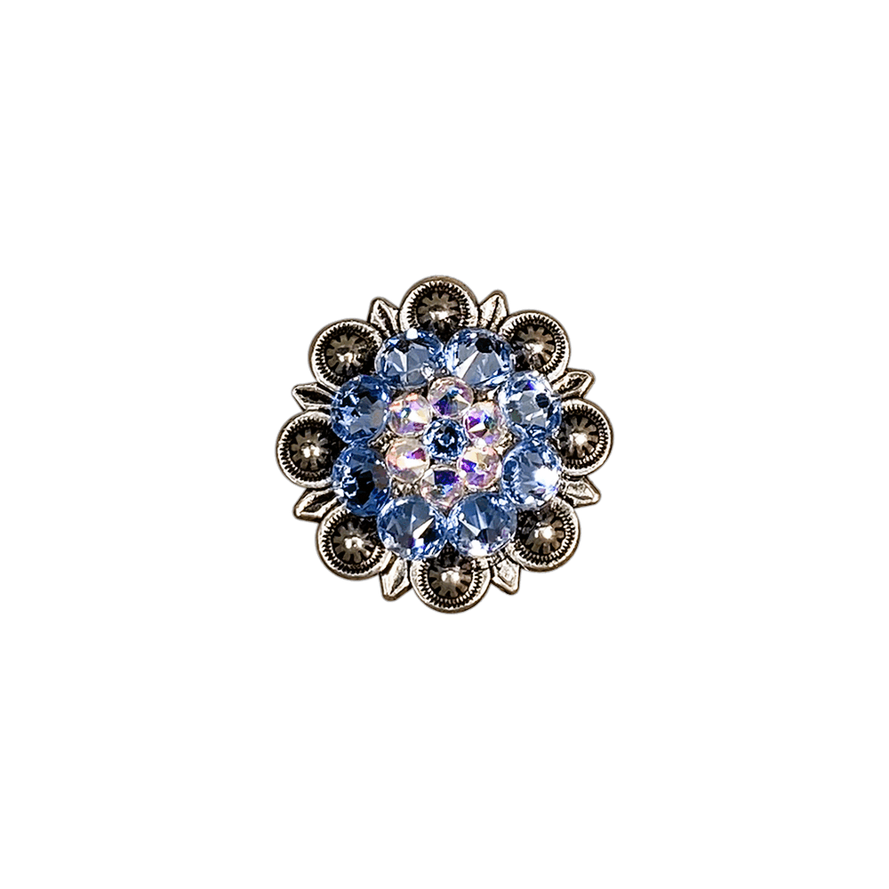 Light Sapphire & AB Antique Silver 1.25" European Crystal Concho - RODEO DRIVE