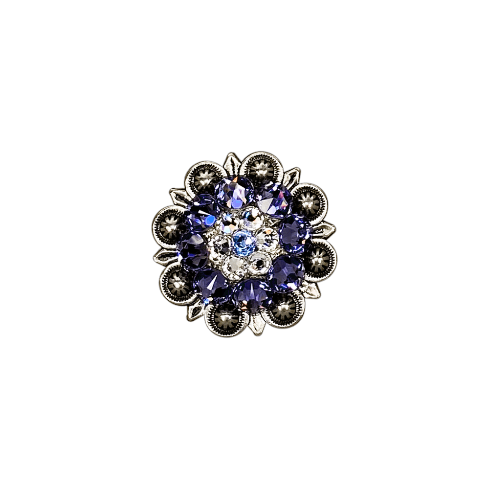 Light Sapphire Clear & Lilac Antique Silver 1.25" European Crystal Concho - RODEO DRIVE