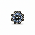 Antique Silver Light Sapphire - Jet Crystal Conchos | Sizes 1"- 3" | Buckles | Saddle Set | Leather Rosettes | Slide