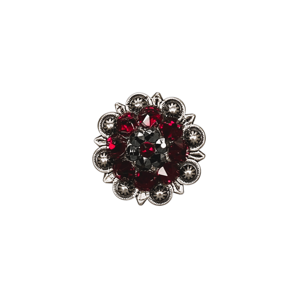 Ruby & Jet Antique Silver 1.25" European Crystal Concho - RODEO DRIVE