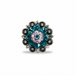 Antique Silver Teal - AB Crystal Conchos | Sizes 1"- 3" | Buckles | Saddle Set | Leather Rosettes | Slide