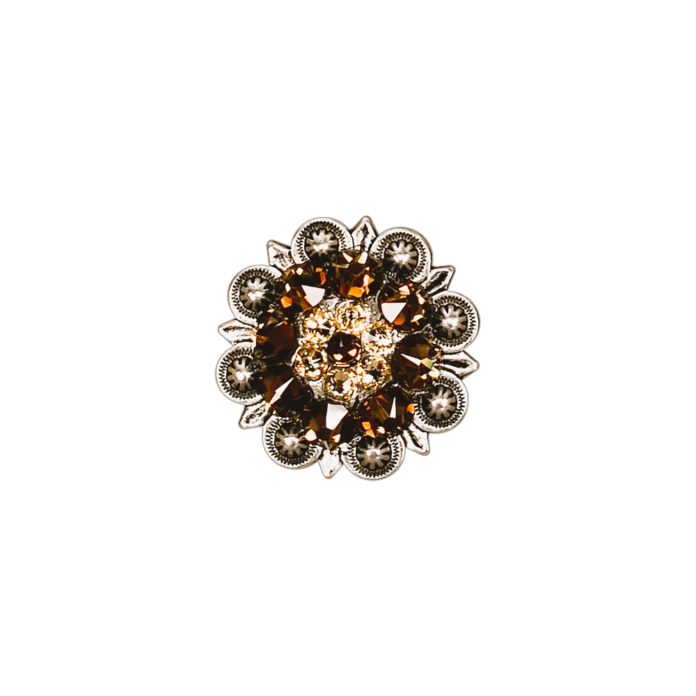 Topaz & Champagne Antique Silver 1.25" European Crystal Concho - RODEO DRIVE