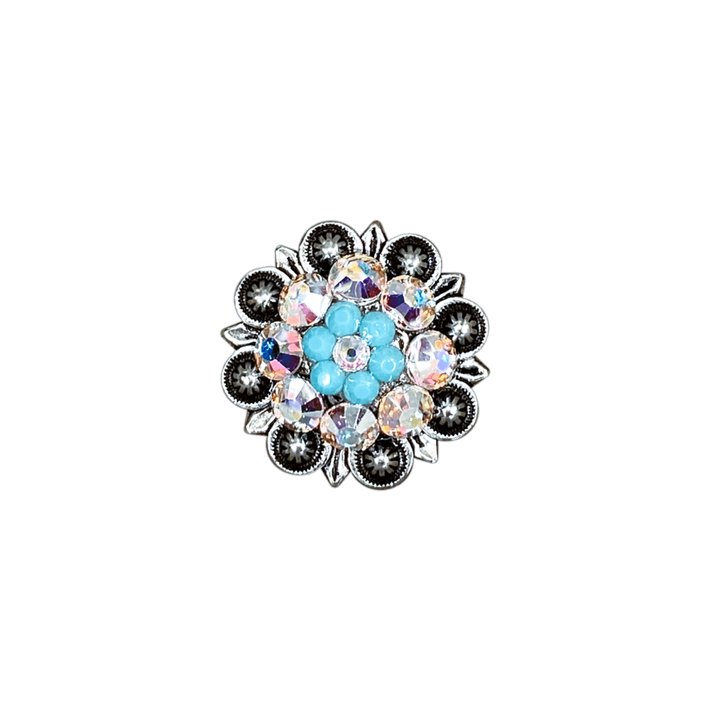 Turquoise & AB Antique Silver 1.25" European Crystal Concho - RODEO DRIVE
