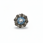Antique Silver Aqua  - Clear Crystal Conchos | Sizes 1"- 3" | Buckles | Saddle Set | Leather Rosettes | Slide