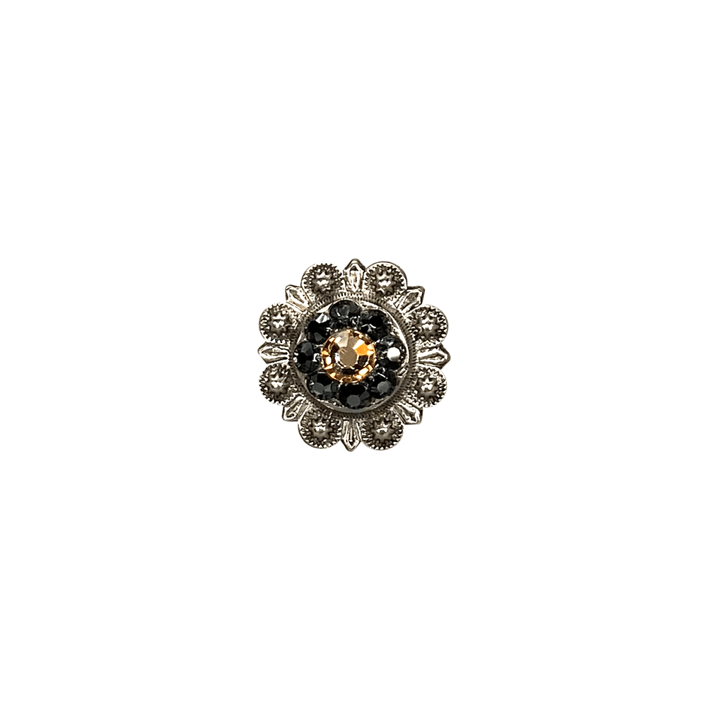 Champagne & Jet Antique Silver 1" European Crystal Concho - RODEO DRIVE
