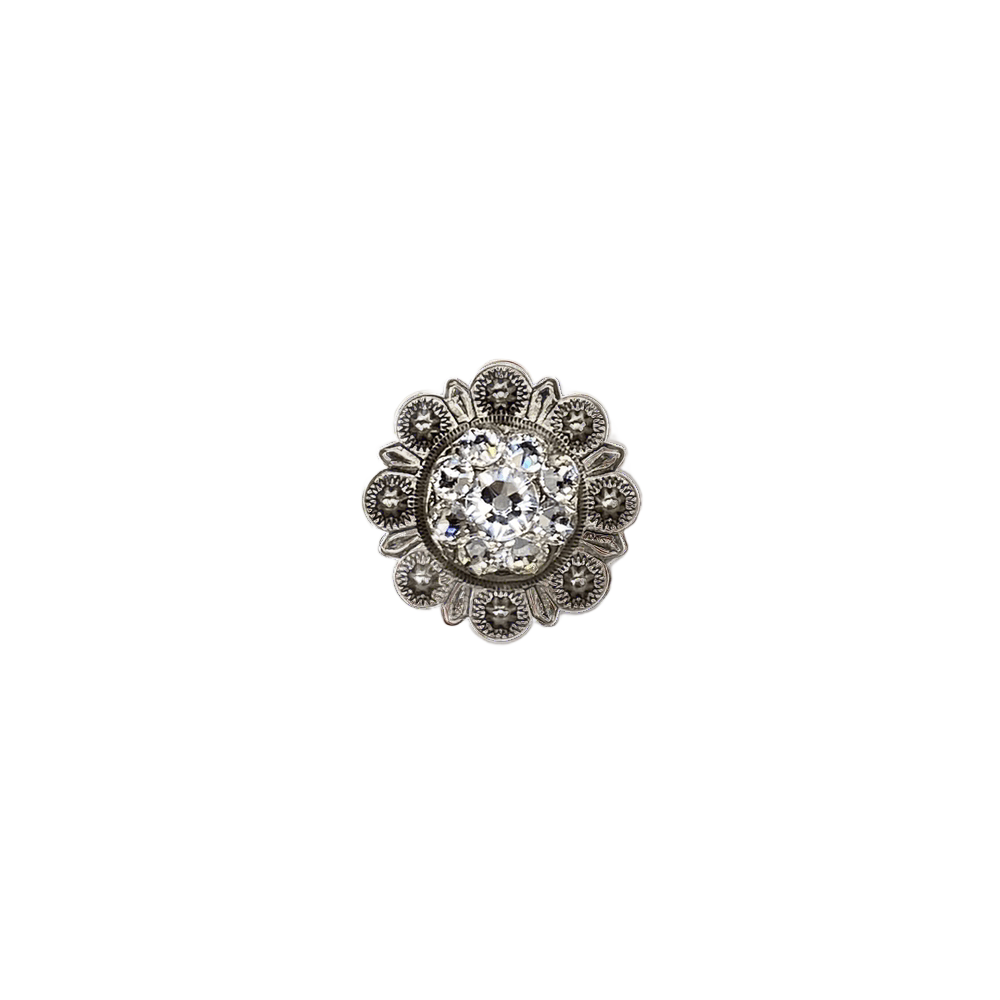Clear Antique Silver 1" European Crystal Concho - RODEO DRIVE