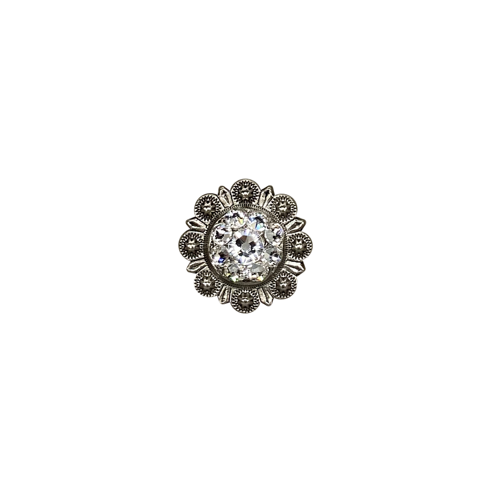 Antique Silver Clear Crystal Conchos - Sizes from 1