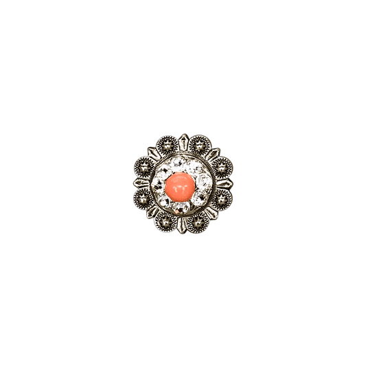 Fashion Coral & Clear Antique Silver 1" European Crystal Concho - RODEO DRIVE