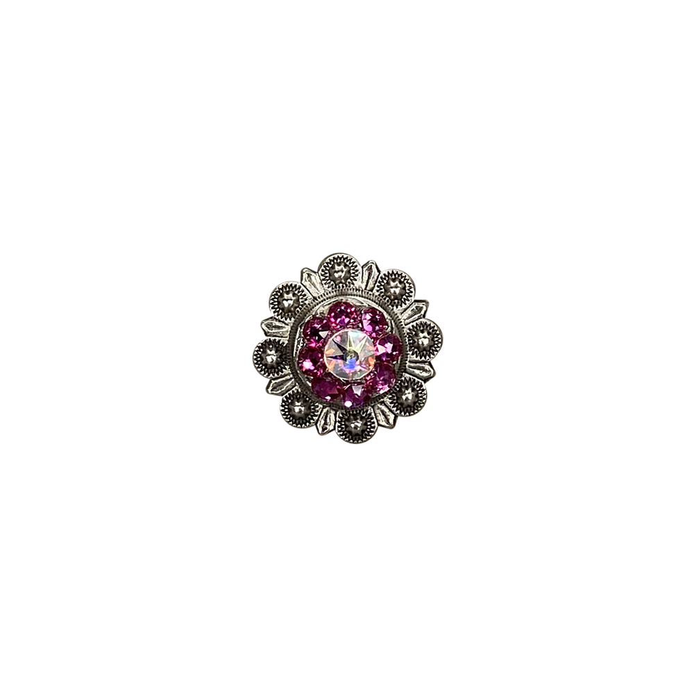 Antique Silver Fuchsia, AB Crystal Conchos - Sizes from 1"- 3" and Buckles