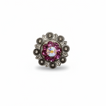 Antique Silver Fuchsia - AB Crystal Conchos | Sizes 1"- 3" | Buckles | Saddle Set | Leather Rosettes | Slide