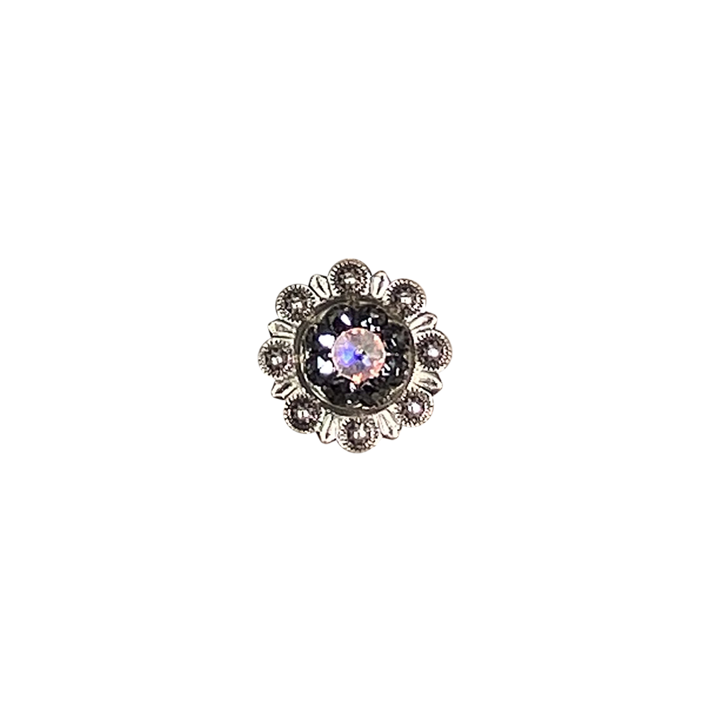 Antique Silver Jet, AB Crystal Conchos - Sizes from 1