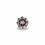 Antique Silver Jet - AB Crystal Conchos | Sizes 1"- 3" | Buckles | Saddle Set | Leather Rosettes | Slide