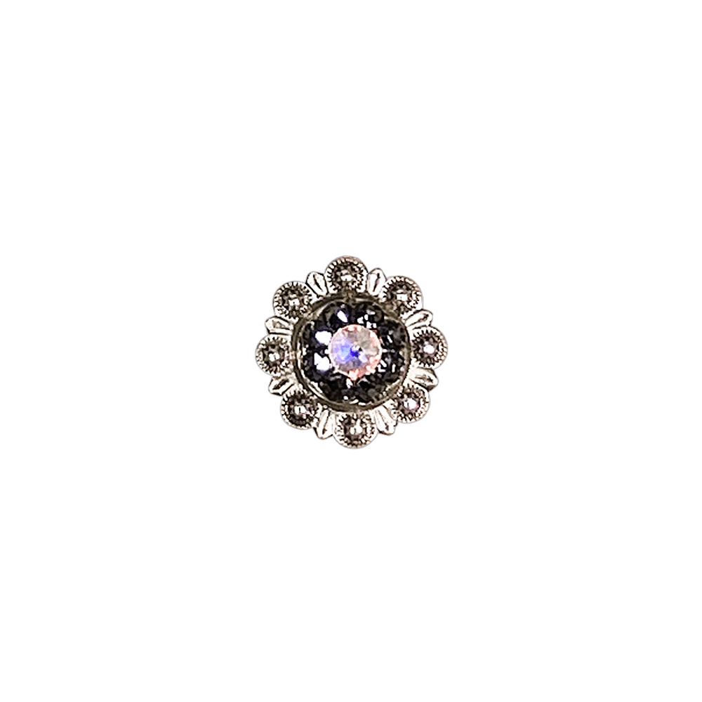 Jet & AB Antique Silver 1" European Crystal Concho - RODEO DRIVE