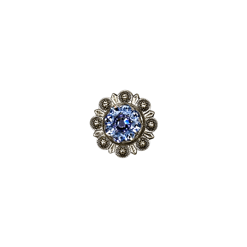 Light Sapphire & Lilac Antique Silver 1" European Crystal Concho - RODEO DRIVE