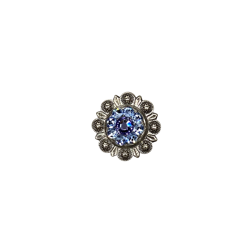 Antique Silver Light Sapphire, Clear, and Lilac Crystal Conchos - Sizes from 1"- 3" and Buckles