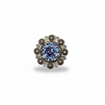 Antique Silver Light Sapphire - Clear - Lilac Crystal Conchos | Sizes 1"- 3" | Buckles | Saddle Set | Leather Rosettes | Slide