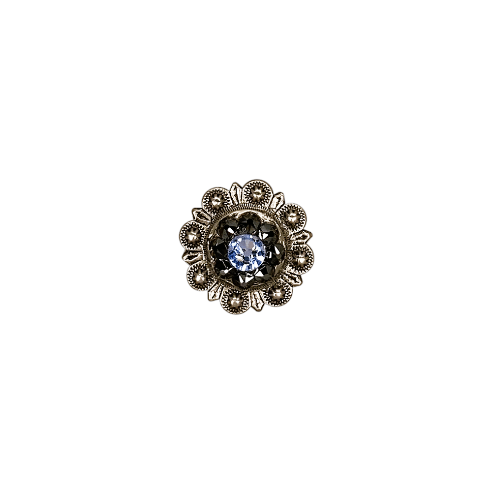 Light Sapphire & Jet Antique Silver 1" European Crystal Concho - RODEO DRIVE