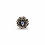 Antique Silver Light Sapphire - Jet Crystal Conchos | Sizes 1"- 3" | Buckles | Saddle Set | Leather Rosettes | Slide