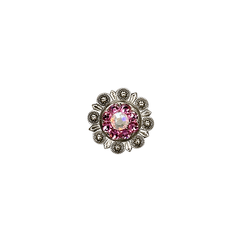 Pink & AB Antique Silver 1" European Crystal Concho - RODEO DRIVE