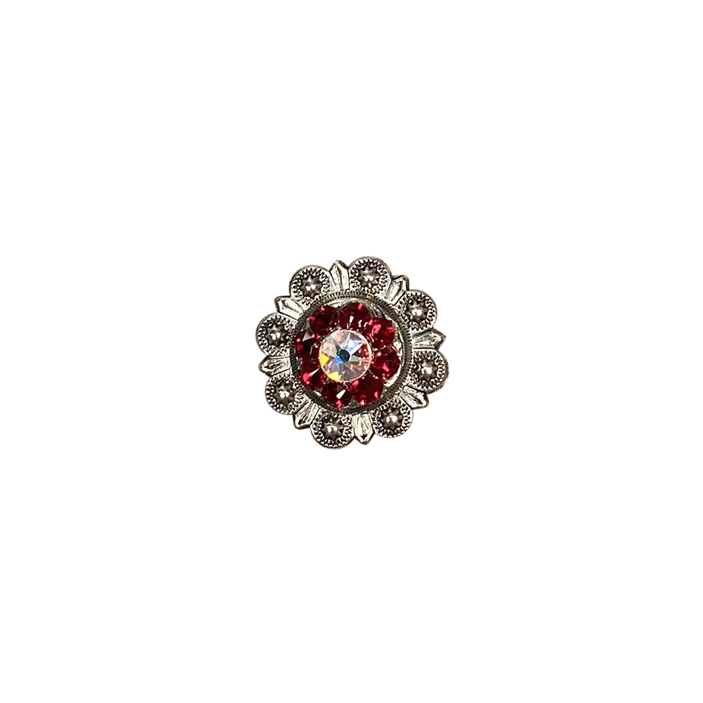 Antique Silver Ruby, AB Crystal Conchos - Sizes from 1