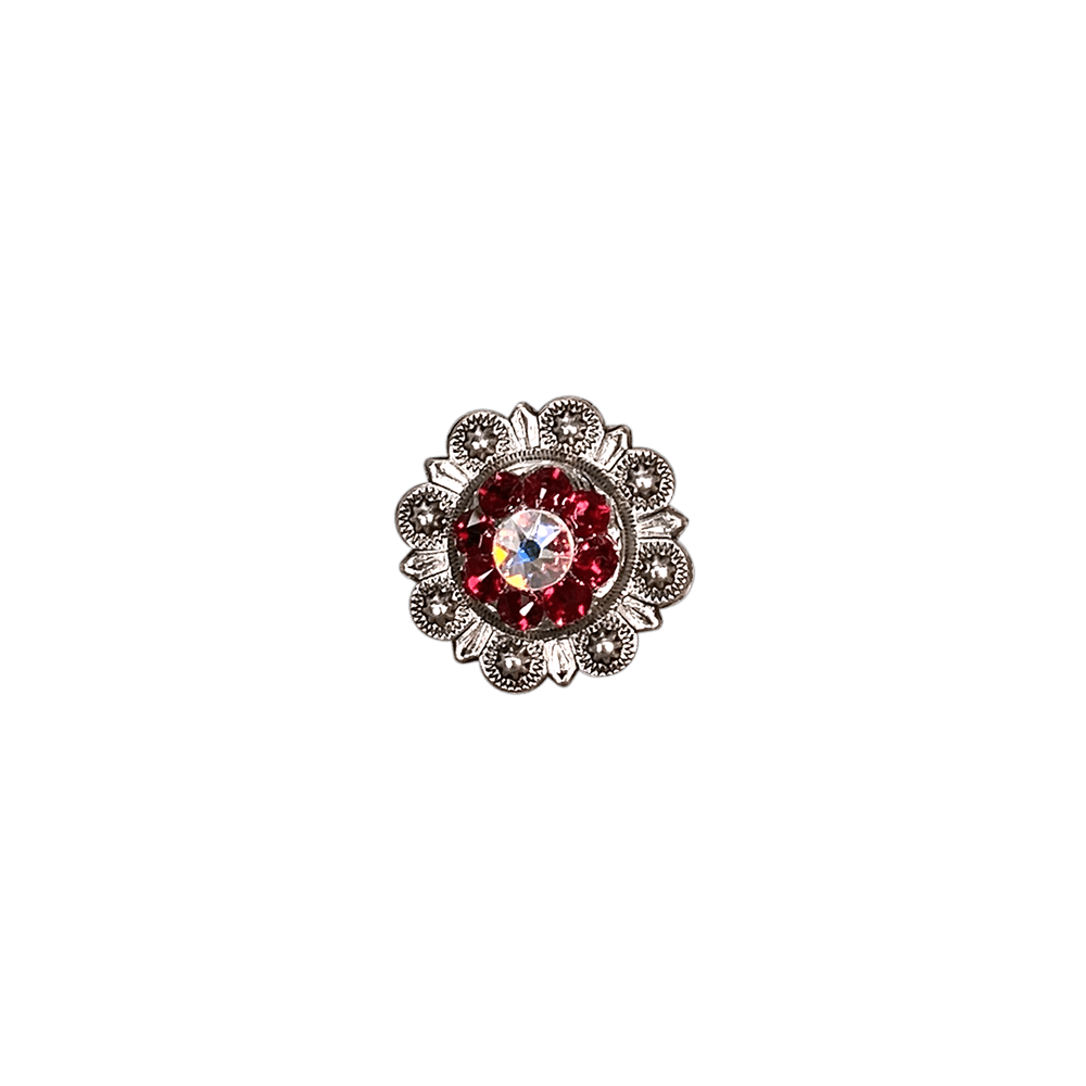 Red & AB Antique Silver 1" European Crystal Concho - RODEO DRIVE