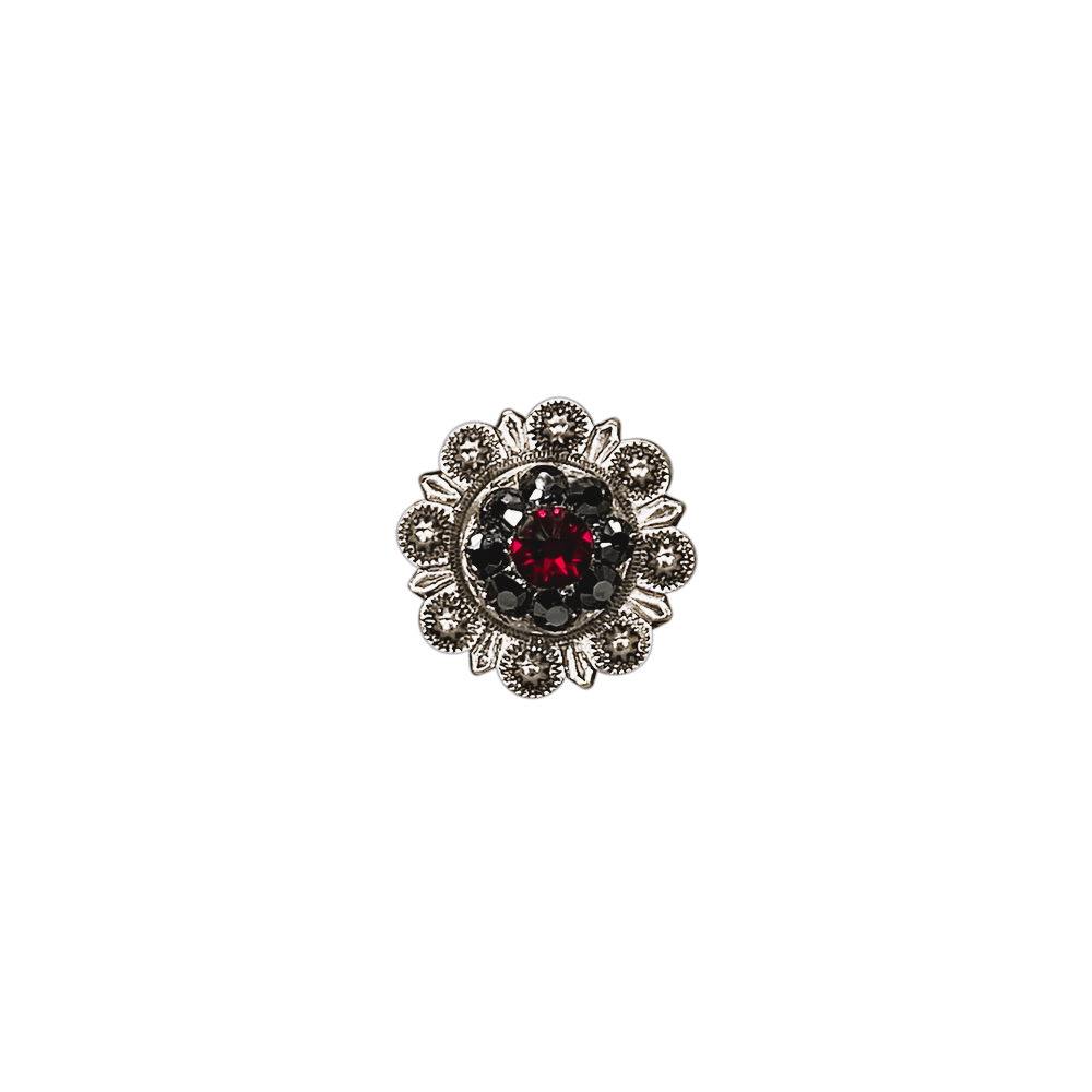 Ruby & Jet Antique Silver 1" European Crystal Concho - RODEO DRIVE