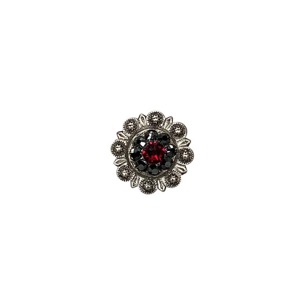 Antique Silver Ruby, Jet Crystal Conchos - Sizes from 1"- 3" and Buckles