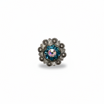 Antique Silver Teal - AB Crystal Conchos | Sizes 1"- 3" | Buckles | Saddle Set | Leather Rosettes | Slide