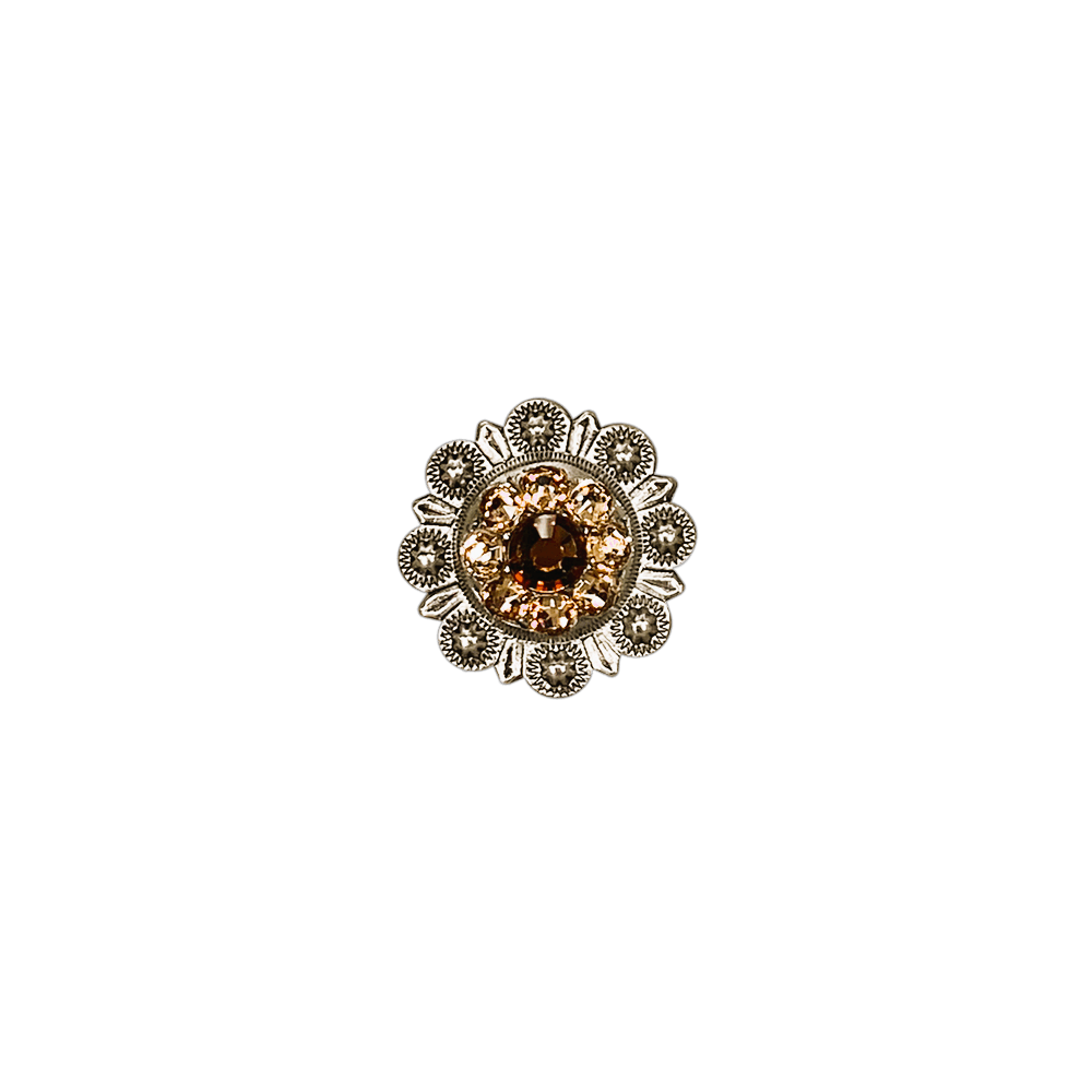 Topaz & Champagne Antique Silver 1" European Crystal Concho - RODEO DRIVE