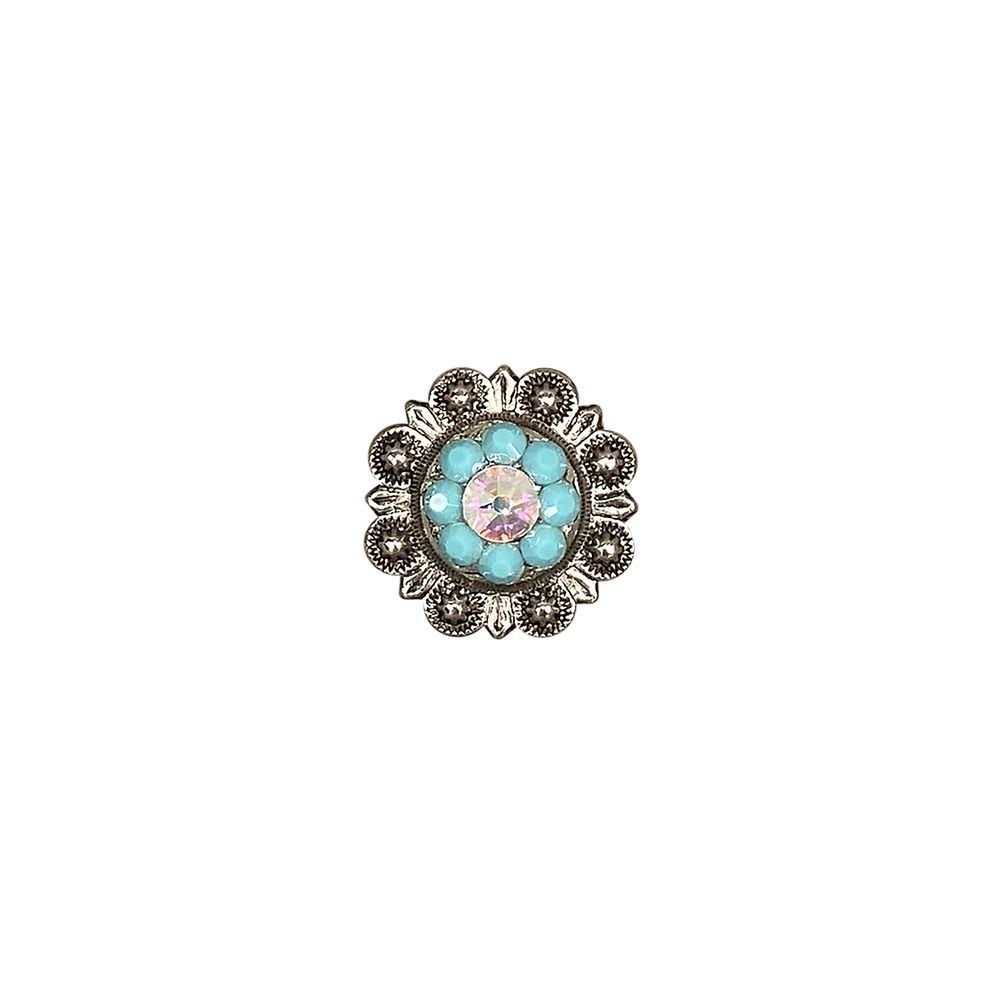 Antique Silver Turquoise, AB Crystal Conchos - Sizes from 1"- 3" and Buckles