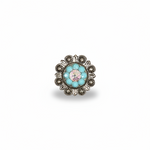 Antique Silver Turquoise - AB Crystal Conchos | Sizes 1"- 3" | Buckles | Saddle Set | Leather Rosettes | Slide