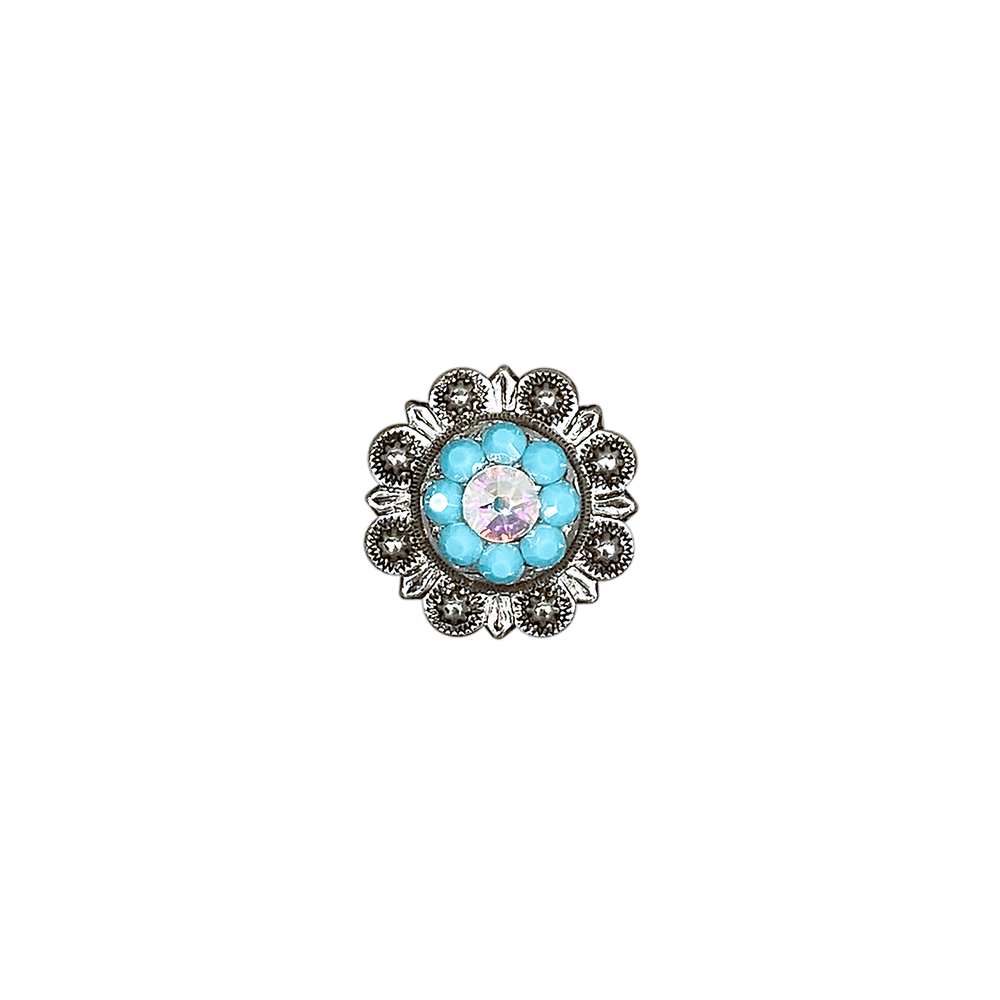 Turquoise & AB Antique Silver 1" European Crystal Concho - RODEO DRIVE