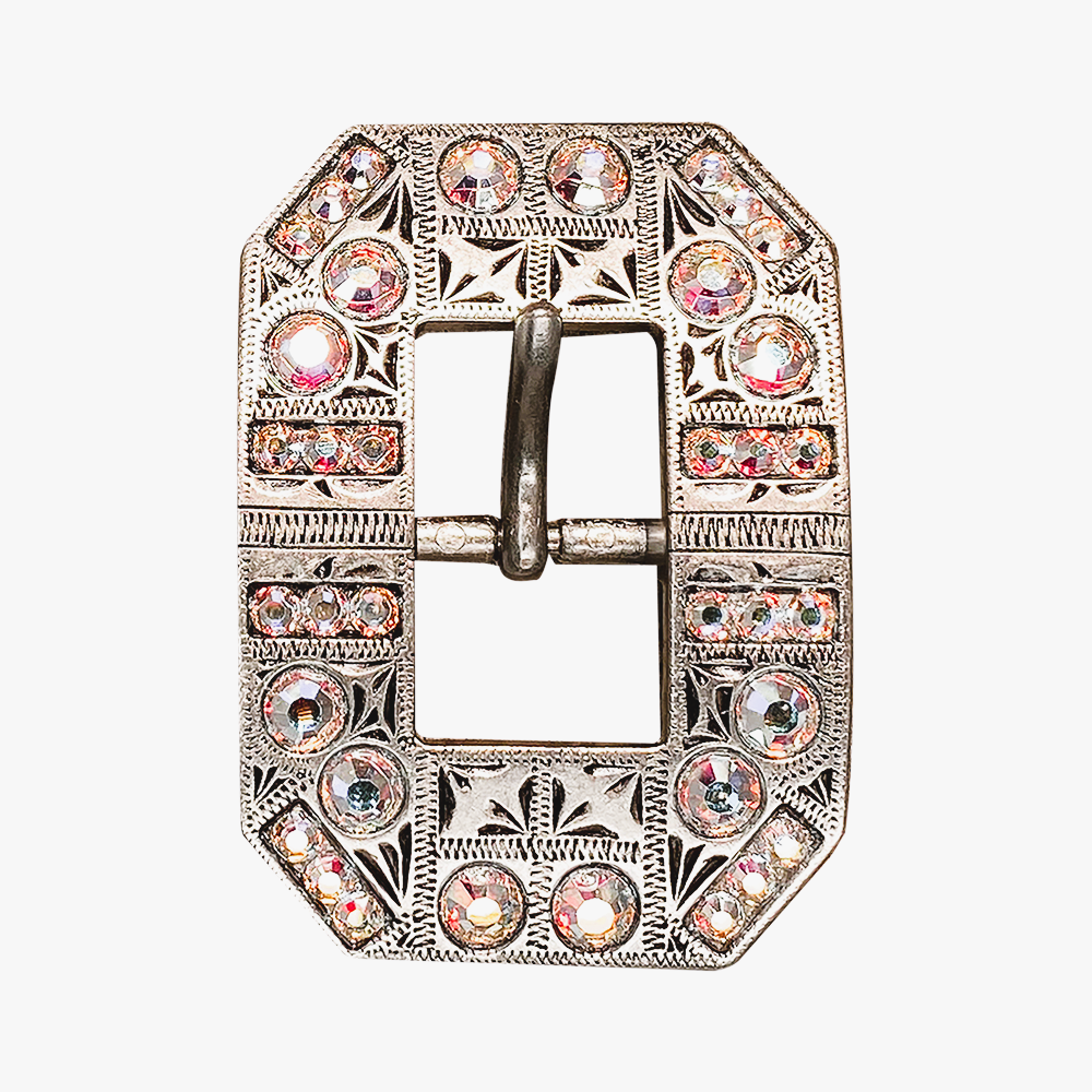 Antique Silver AB Crystal Conchos - Sizes from 1"- 3" and Buckles