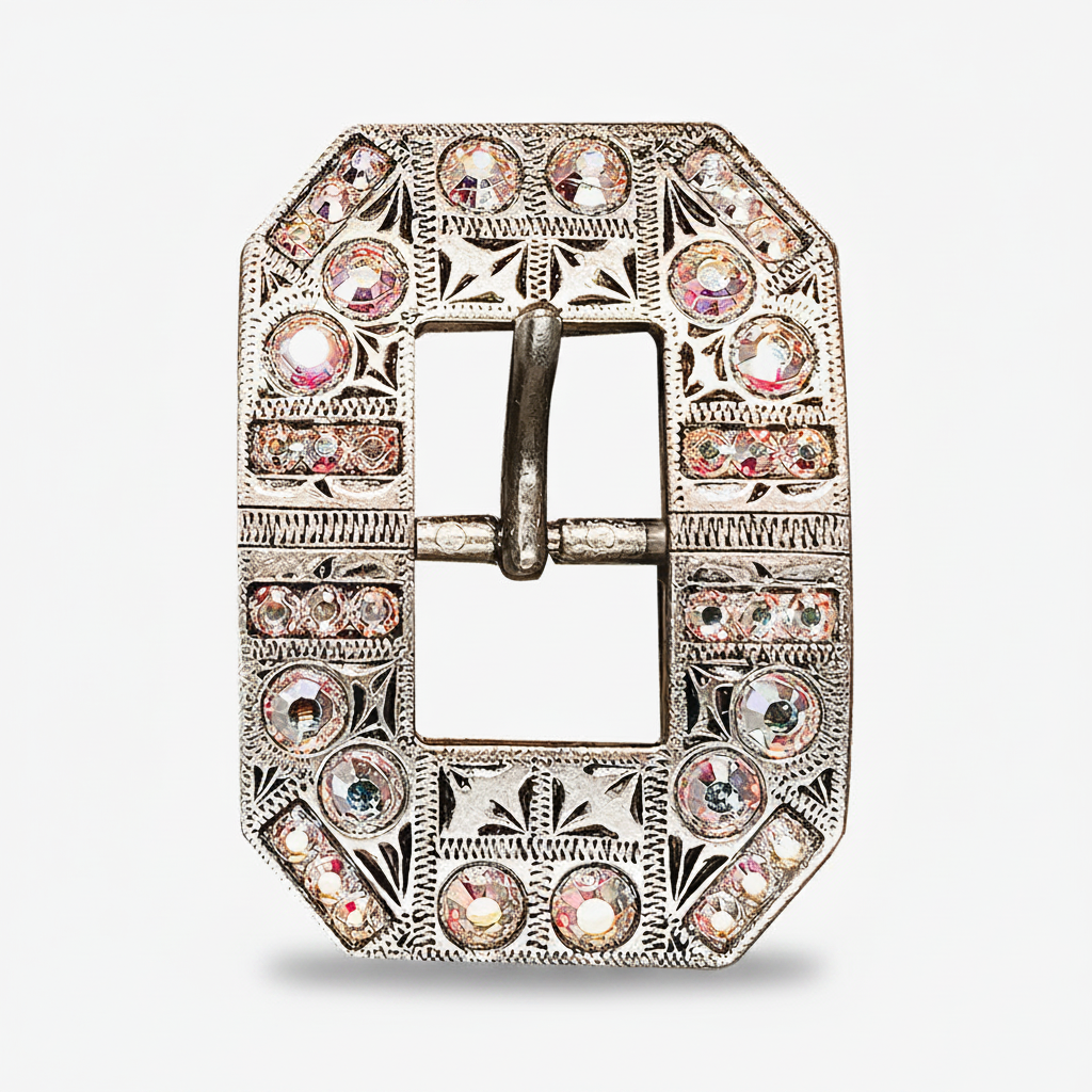 Antique Silver AB Crystal Conchos | Sizes 1"- 3" | Buckles | Saddle Set | Leather Rosettes | Slide