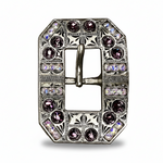 Antique Silver Amethyst - AB Crystal Conchos | Sizes 1"- 3" | Buckles | Saddle Set | Leather Rosettes | Slide