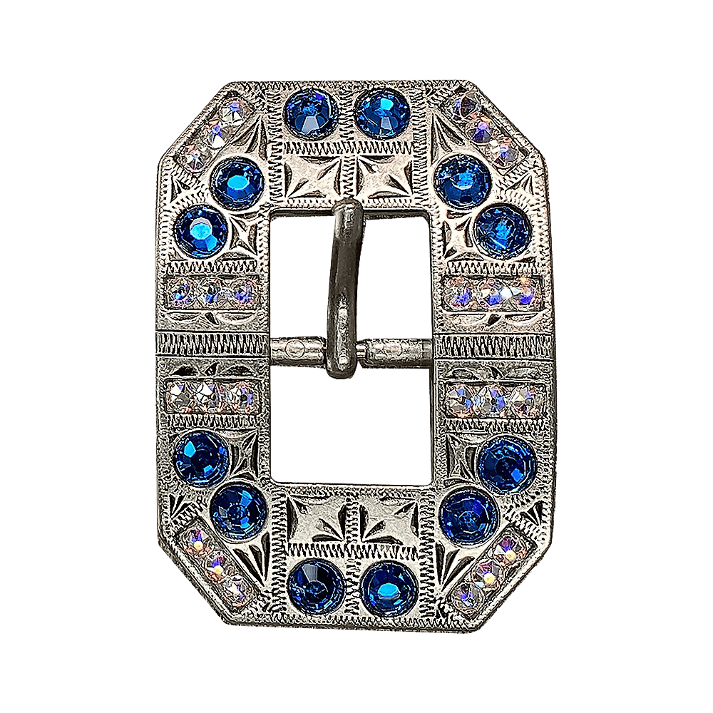 Capri & AB Antique Silver European Crystal Square Cart Buckle - RODEO DRIVE