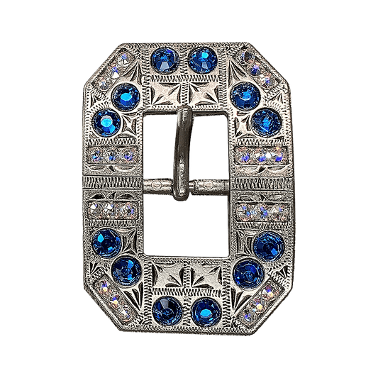 Capri & AB Antique Silver European Crystal Square Cart Buckle - RODEO DRIVE