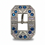 Antique Silver Capri - AB Crystal Conchos | Sizes 1"- 3" | Buckles | Saddle Set | Leather Rosettes | Slide