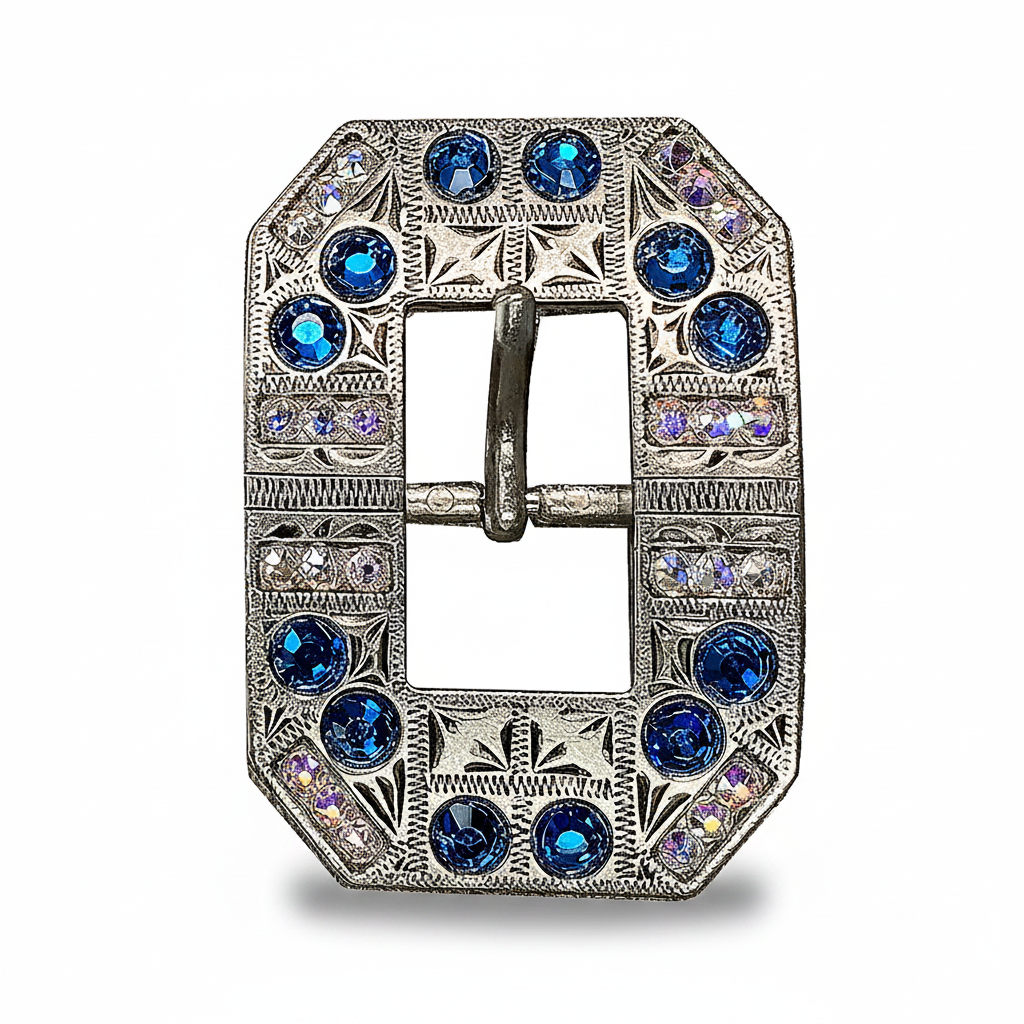 Antique Silver Capri - AB Crystal Conchos | Sizes 1"- 3" | Buckles | Saddle Set | Leather Rosettes | Slide