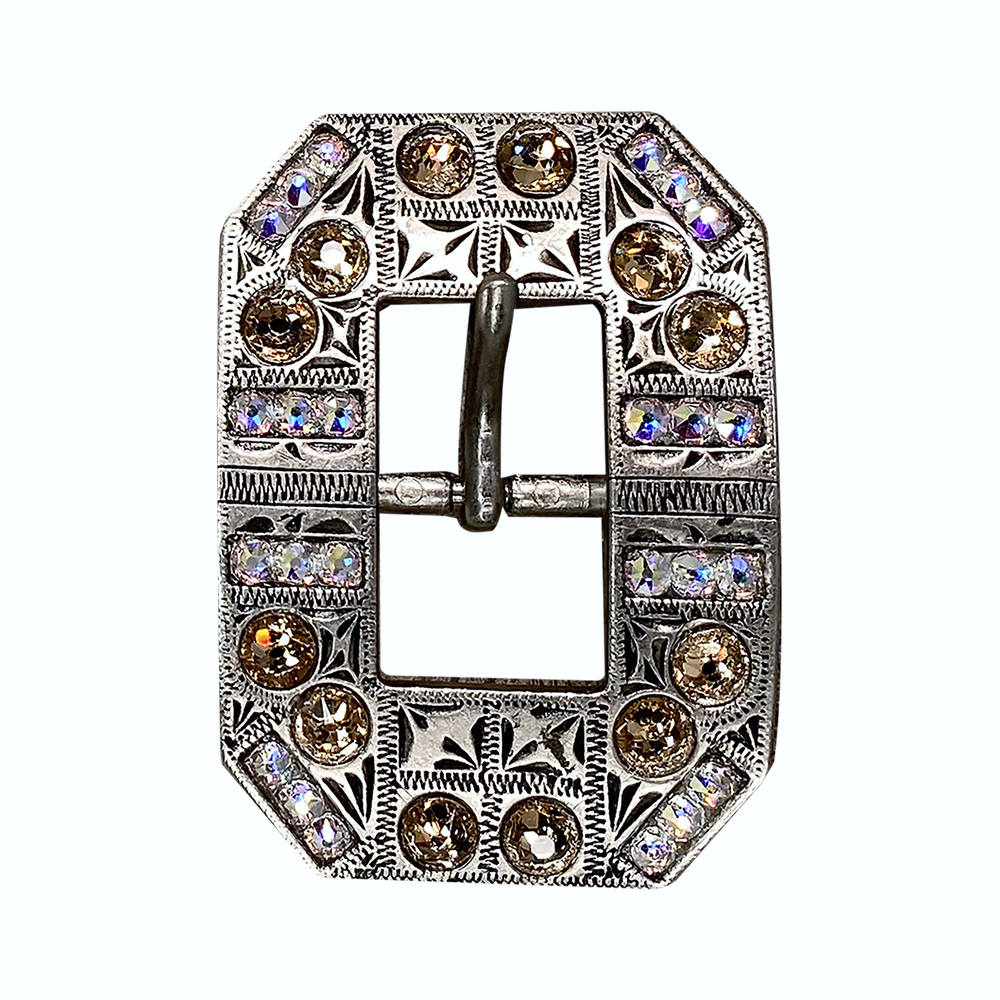 Antique Silver Champagne, AB Crystal Conchos - Sizes from 1