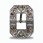Antique Silver Champagne - AB Crystal Conchos | Sizes 1"- 3" | Buckles | Saddle Set | Leather Rosettes | Slide