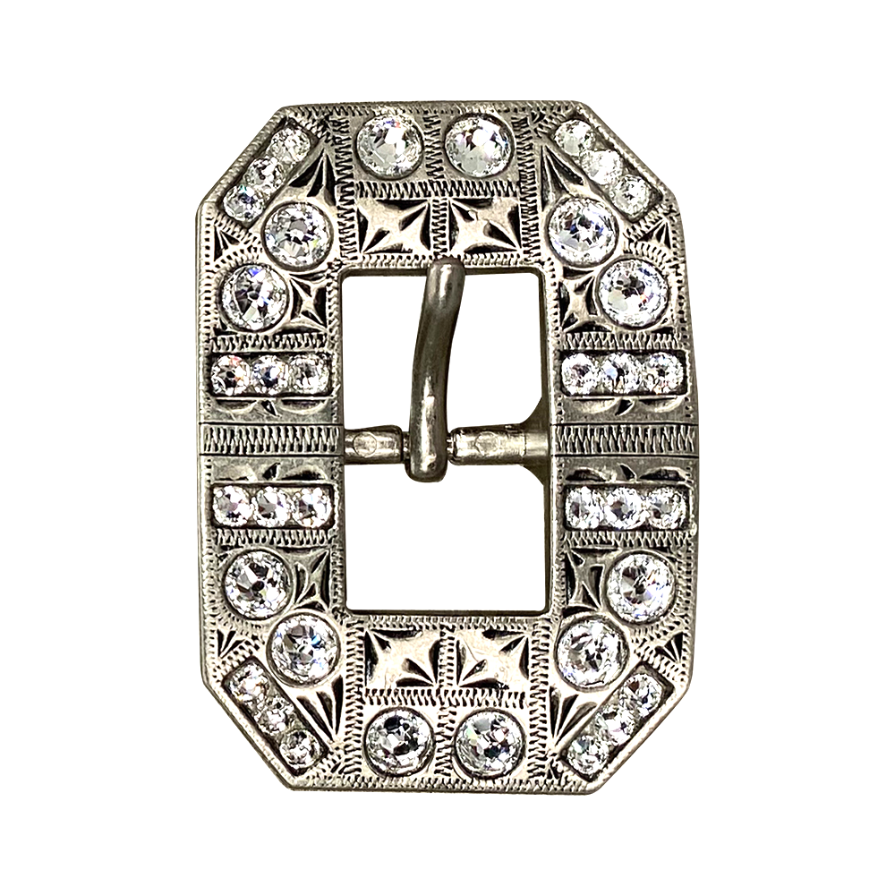 Antique Silver Clear Crystal Conchos - Sizes from 1"- 3" and Buckles