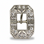 Antique Silver Clear Crystal Conchos | Sizes 1"- 3" | Buckles | Saddle Set | Leather Rosettes | Slide