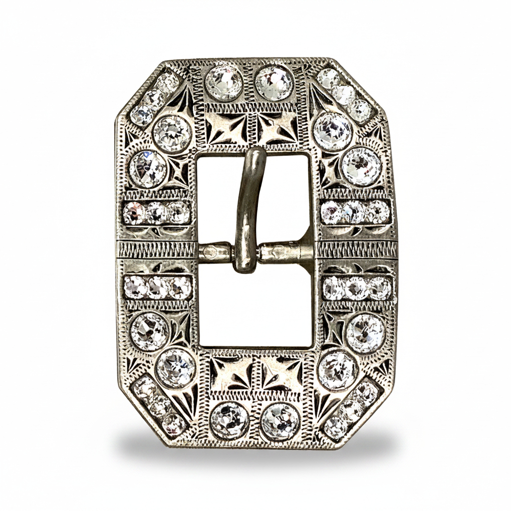 Antique Silver Clear Crystal Conchos | Sizes 1"- 3" | Buckles | Saddle Set | Leather Rosettes | Slide